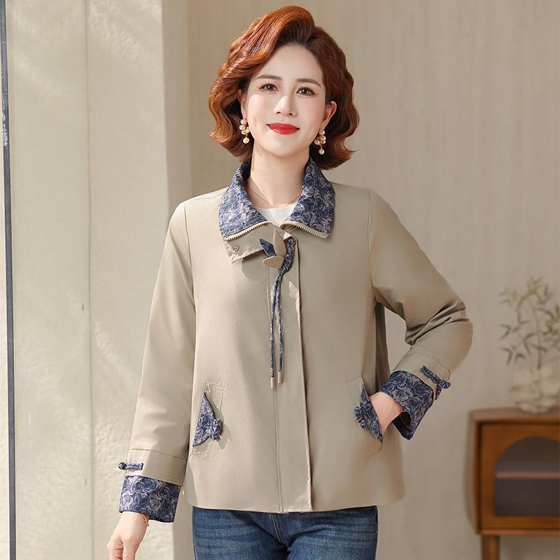 

Casual Lapel Jacket for Middle-Aged Women - Plus Size, Loose Fit, Spring Fashion (Ages 40-60) 5XL (155-165 lbs)