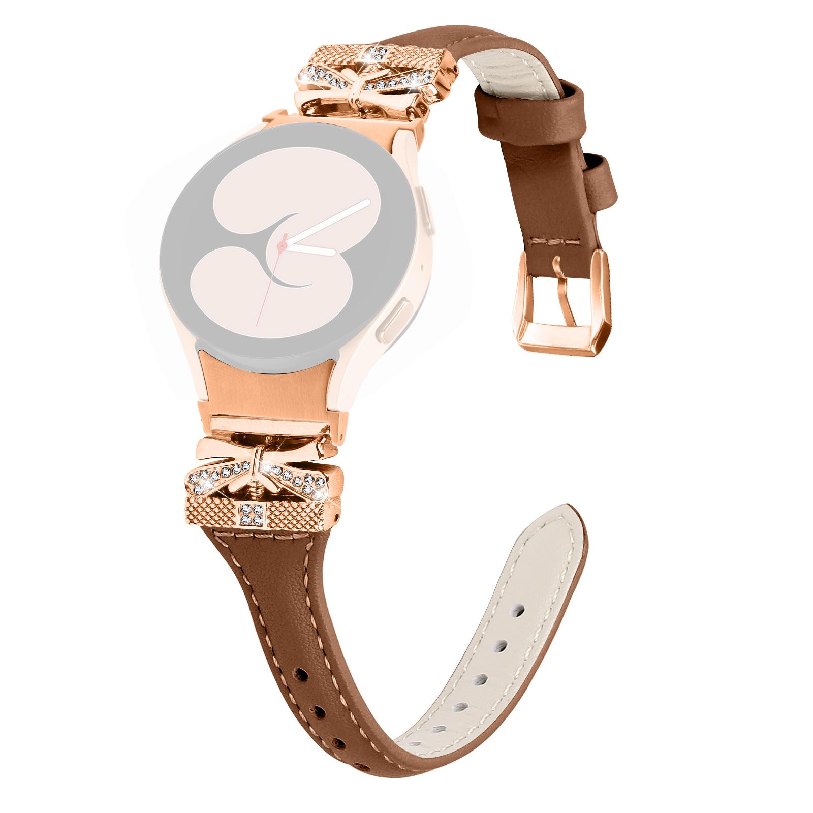 

Rose Gold Buckle Strap for Samsung Galaxy Watch6 40mm/44mm/Watch6 Classic 43mm/47mm Watch Band Brown