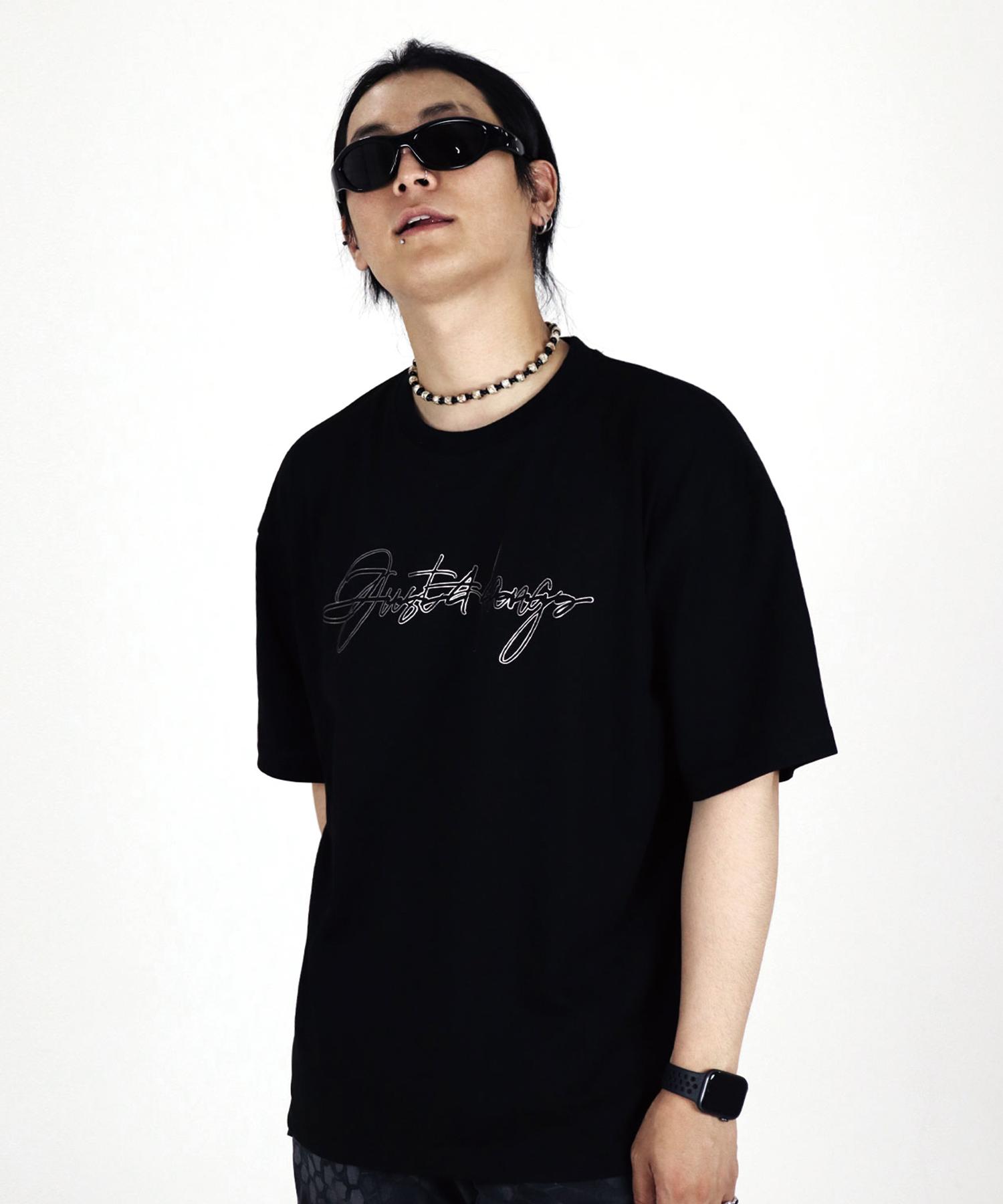 Just Haeng Silver Big Logo Black Oversized Short Sleeve T-Shirt L