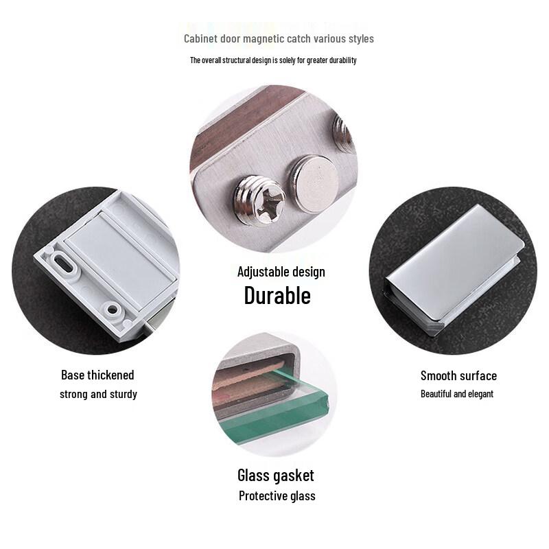 Rongyu Black Magnetic Double Glass Door Catch