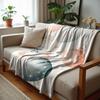 Pastel Watercolor Moon Cloud Anime Cartoon Flannel Blanket Soft Warm Throw for Bedroom Sofa Car Kids Holiday Gift