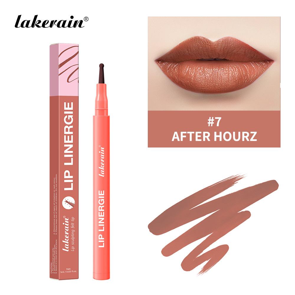 Lakerain Lip Liner GIE: 8 Shades Lightweight Nude Lip Liner with Ballpoint Felt Tip, Long-Lasting Waterproof & Smudge-Proof, Transfer-Proof Stain