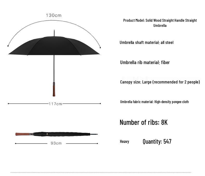 Extra Large Solid Wood Golf Umbrella with Automatic Long Handle—Customizable Logo
