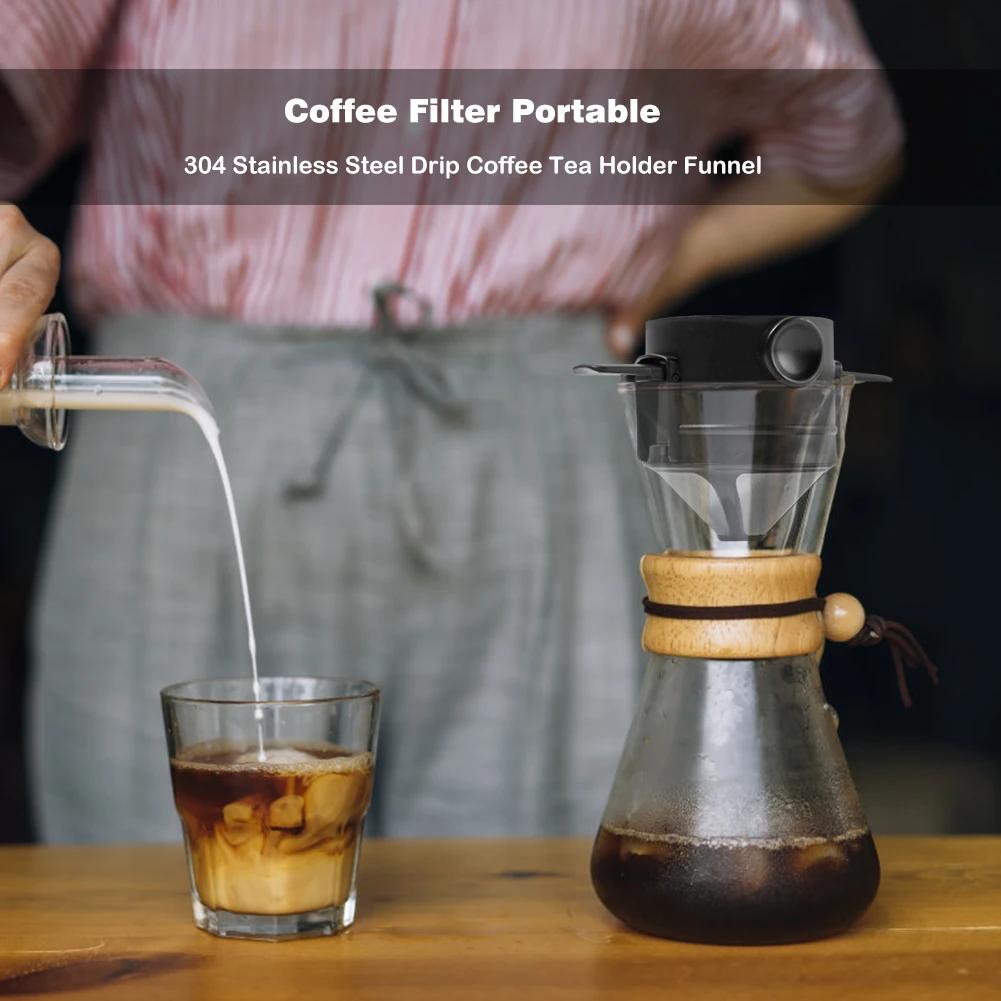 Coffee Filter Portable Stainless Steel Foldable Drip Coffee Tea Holder Easy Clean Reusable Paperless Pour Over Coffee Dripper