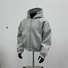 Amerikanischer Herren Kurzer Retro Kastenform Cardigan Sweatshirt Herren Kapuzenjacke Herbst Winter Silhouette Modischer Herren Hoodie