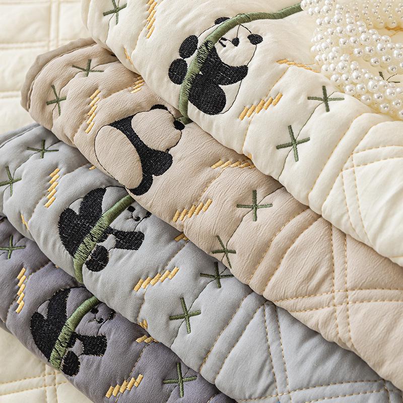 New Washed Cotton Sofa Mat Lesser Panda Embroidery Sofa Cover Living Room Non-slip Sofas Cushion L-shaped Sofa Protective Case