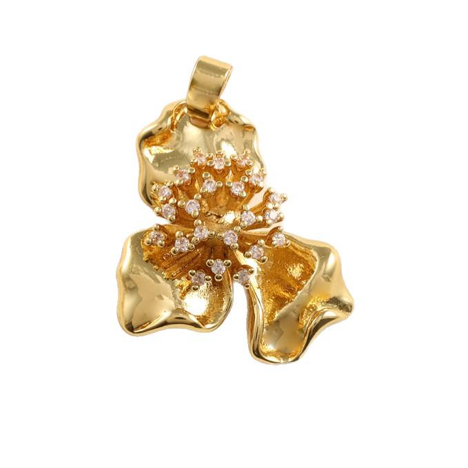 European and American Gold-Plated Geometric Flower Pendant with Zircon Necklace Accessory