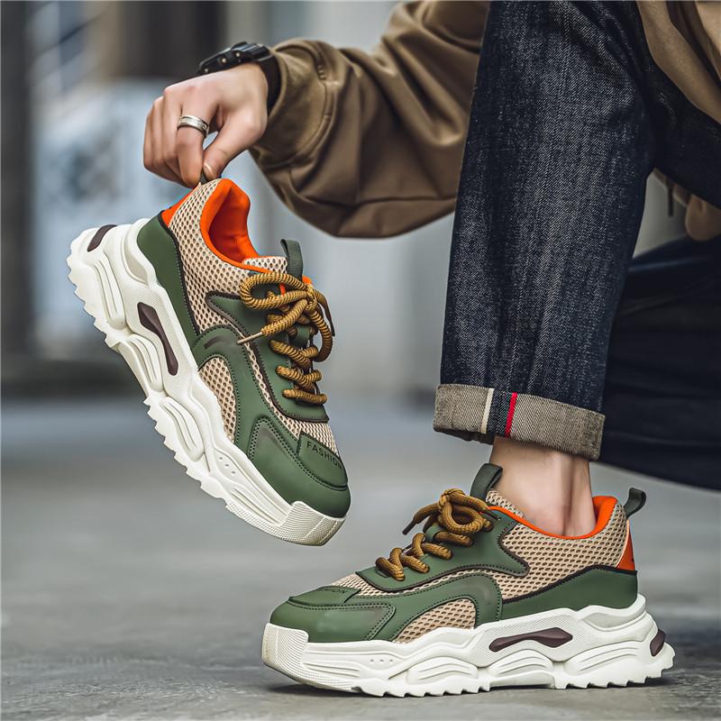 2025 Autumn New Thick-soled Heightening Dad Shoes Men's Wear-resistant and Versatile Campus Style Sports and Leisure Trendy Shoes 2025
