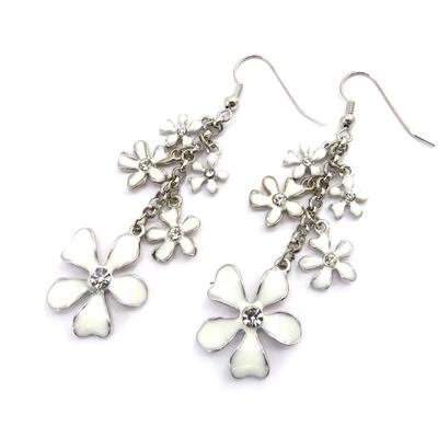 [K0975] - Designer Earrings 'Flora' Silver White