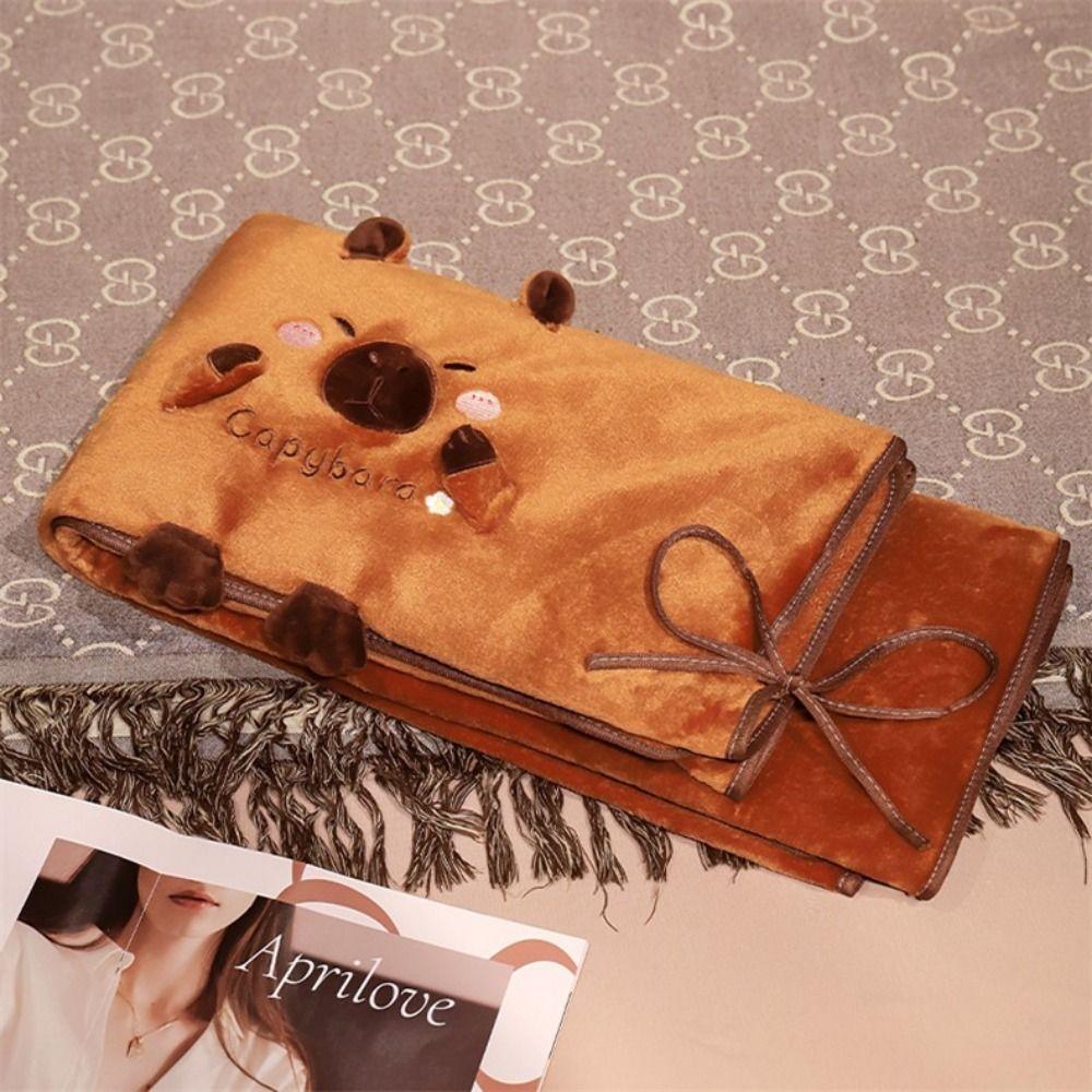 Warm Capybara Blanket Wearable Capybara Plush Roll Mat Capybara Flannel Blanket  Gift Kids
