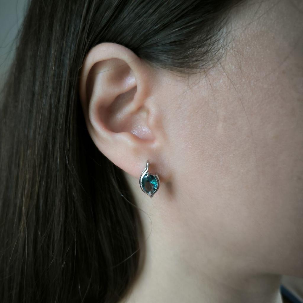 Серебряные серьги с топазом Лондон Блю 1.65ct (2188681)