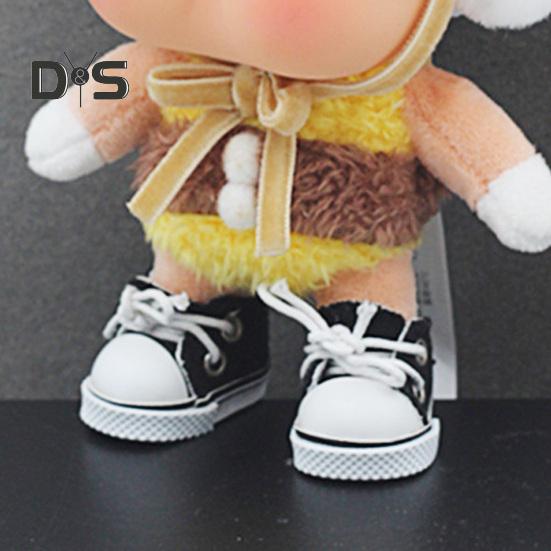 1 Pair Doll Shoes Mini Lace-Up Canvas Sneakers for 17cm Dolls Fingerboard Mini Finger Shoes Toy Accessory Realistic Design Creative Gift