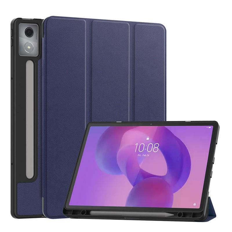 3-Fold Flip Case With Stylus Slot Lenovo Xiaoxin Pad Pro 12.7 Inch Tablet TPU Cover Shockproof Sleep Wake Support