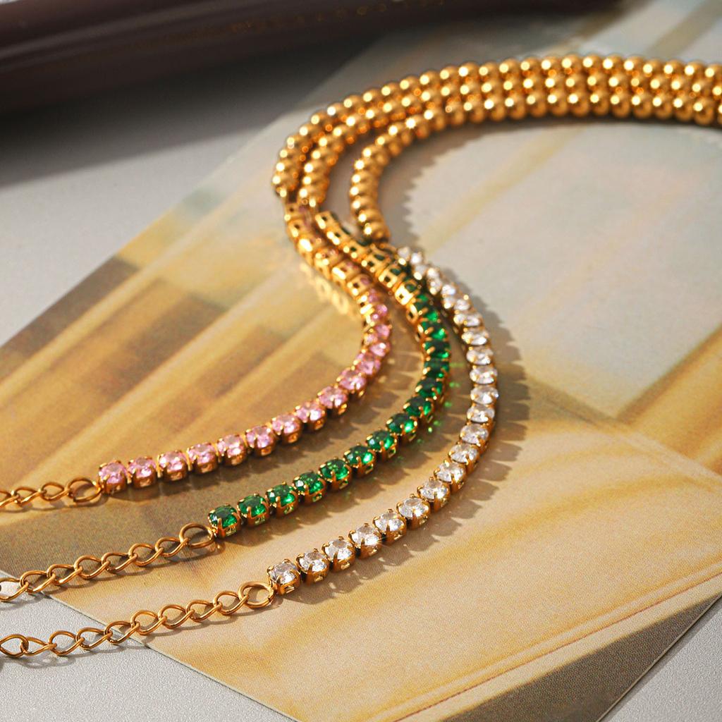 Euro-American style stainless steel zircon bracelet, light luxury high-end hand jewelry, 18k gold non-fading accessories