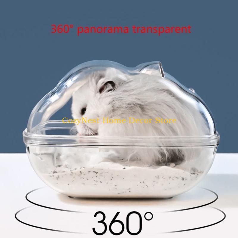92MF Hamster Bathroom Cage Toy Accessories Clear Plastics Bath Box Relax Habitat House for Small Animals Syrian Hamsters
