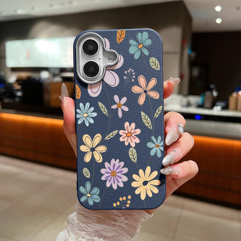 Small Flowers Pattern Phone Case For iPhone 15 Case iPhone 16 14 13 12 Pro Max 14 Plus 11 Shockproof Leather Texture TPU Cover