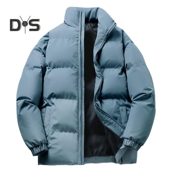 Зимнее хлопковое пальто унисекс с толстым подкладочным воротником-стойкой — фото 14