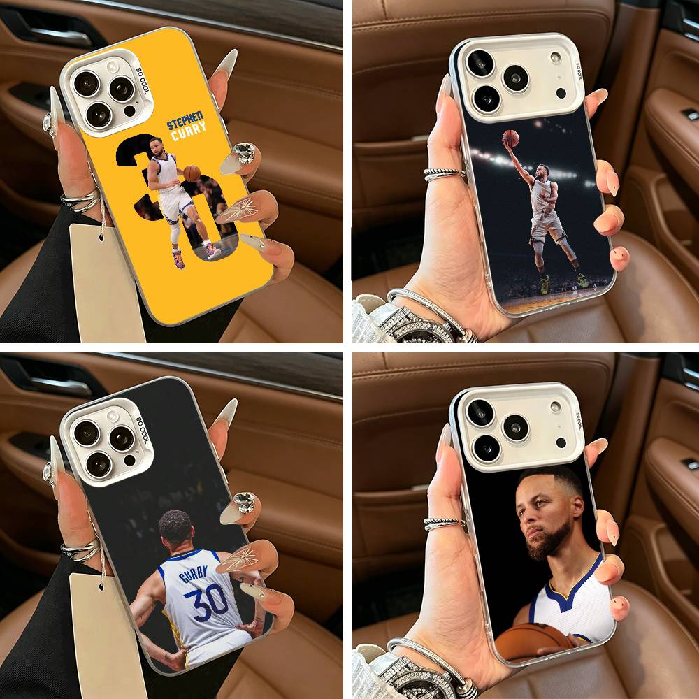 30 Custodia per Telefono Stephen- C-Curry per iPhone 17,16,15,14,13,12,11 Plus,Pro Max,XS,custodia per telefono bianco argento