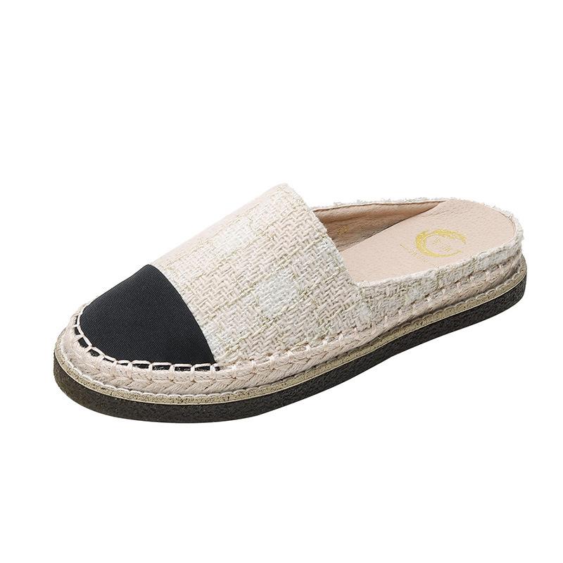 Fashion Round Toe Colorful Knitting Slippers Women Straw Pattern Fisherman Shoes Female Espadrilles Slides Cozy Summer Outdoor Slippers