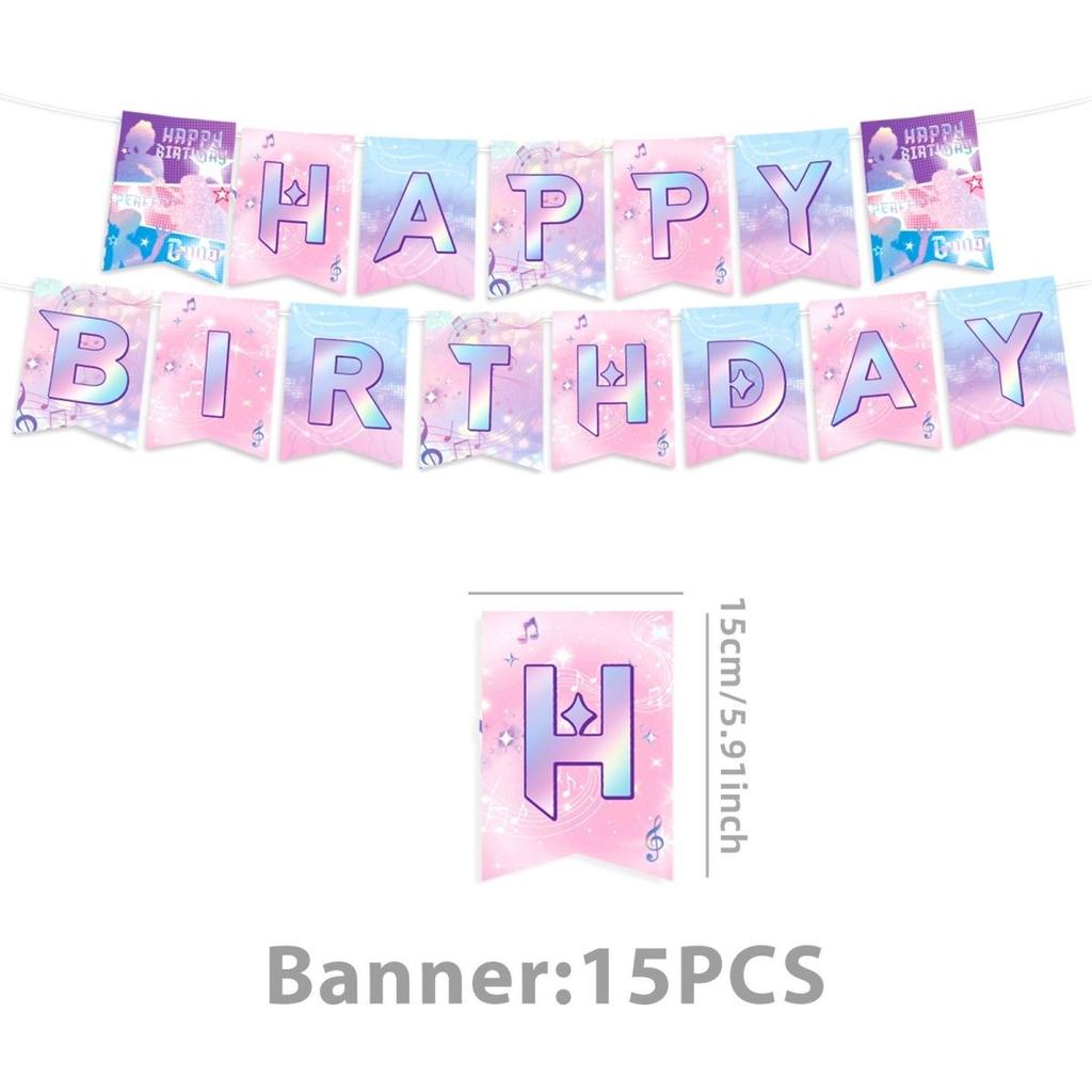 Colorful Witch Hunter Team-themed Birthday Party Supplies Set, Disposable Paper Plates, Paper Cups, Tablecloths, Banners, and Decorative Items Set