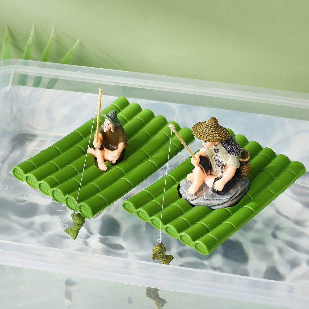 Pływający Starzec Łowiący Ryby Ornament piankowy Miniaturowa Dekoracja Pokoju Ozdoby do Krajobrazu Ogrodowego