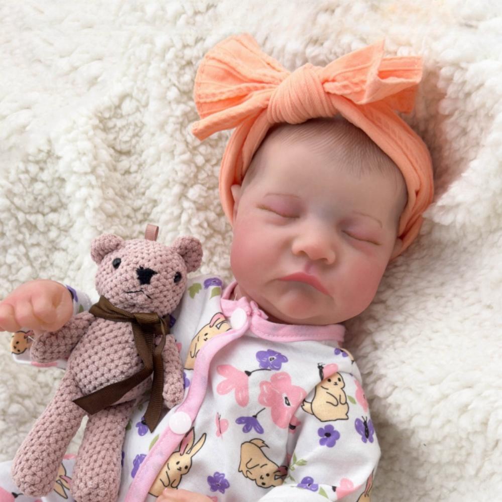 Реалистичная 49 см полностью виниловая кукла-реборн с закрытыми глазами — фото 6