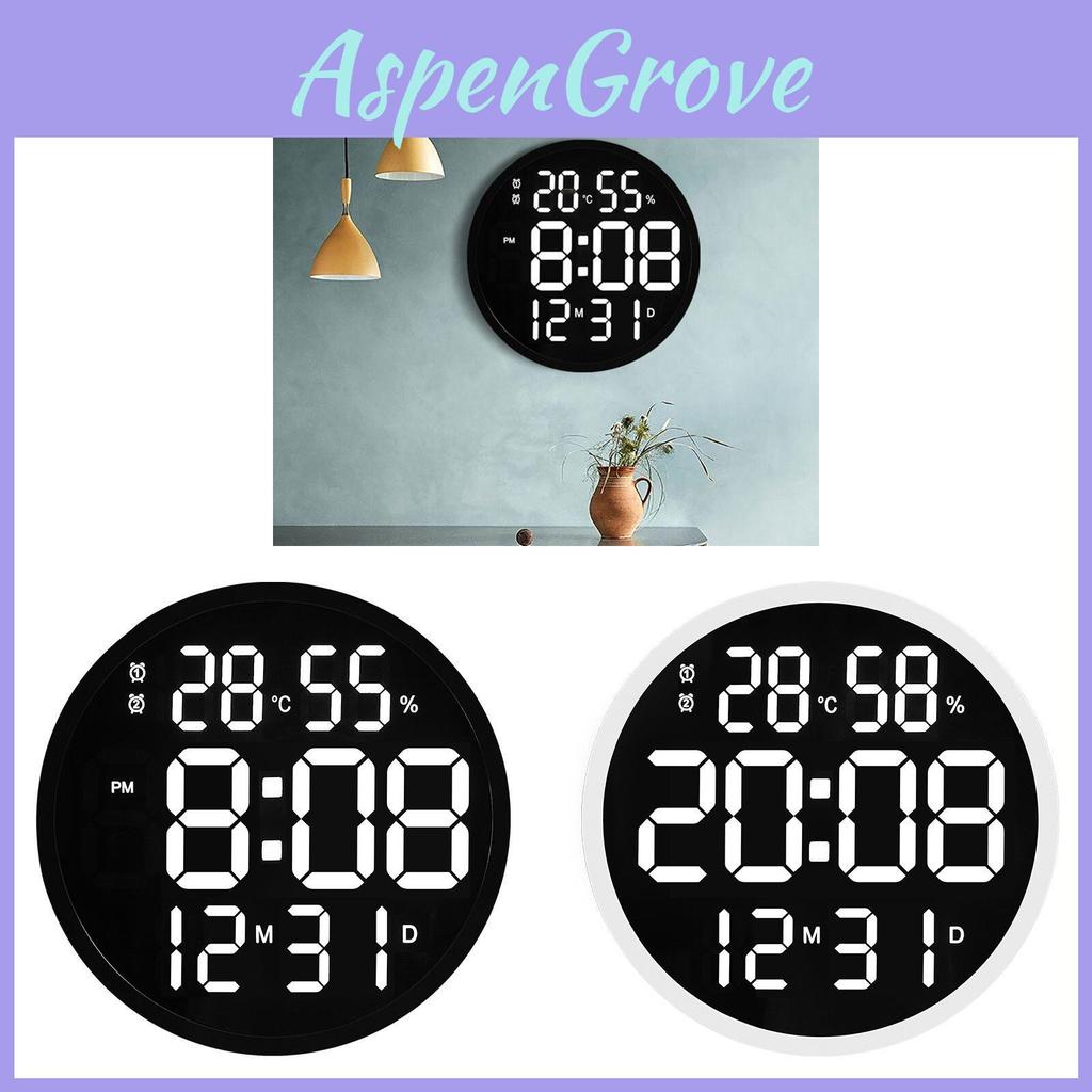 Modern Led Wall Clock With Digital Display And Temperature Sensor For Living Room Decor