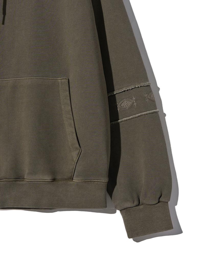 GAKKAI UNIONS Ethnic Sleeve Pigment Hoodie Khaki Mocha