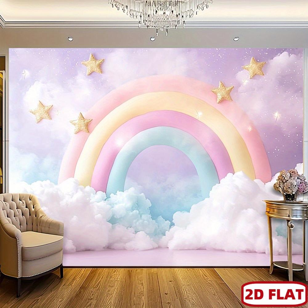 2D flat banner Pastel Unicorn Rainbow - Pastel pink Unicorn-themed party decoration birthday party