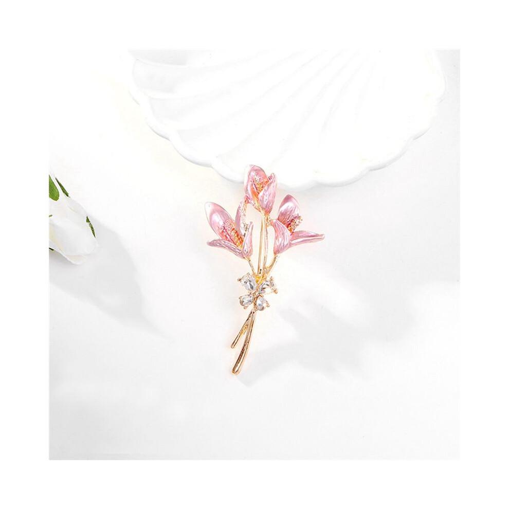 Emaille-Brosche für Damen mit rosa Lilien, geeignet für Hochzeiten, Partys, den täglichen Bürogebrauch und als Geschenk.