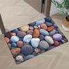 1pc Pebble Design Welcome Mat - Soft, Non-Slip, Machine Washable Polyester Doormat with Vibrant Stone Pattern for Entryway, Kitc