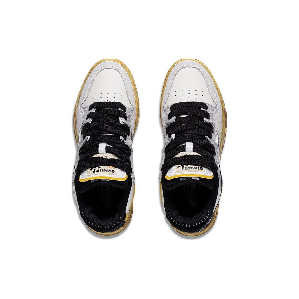Disney x Li Ning Wave Pro OSWALD Abrasion Resistant Breathable Low top Skateboard Shoes Women's White Black AECT018-1
