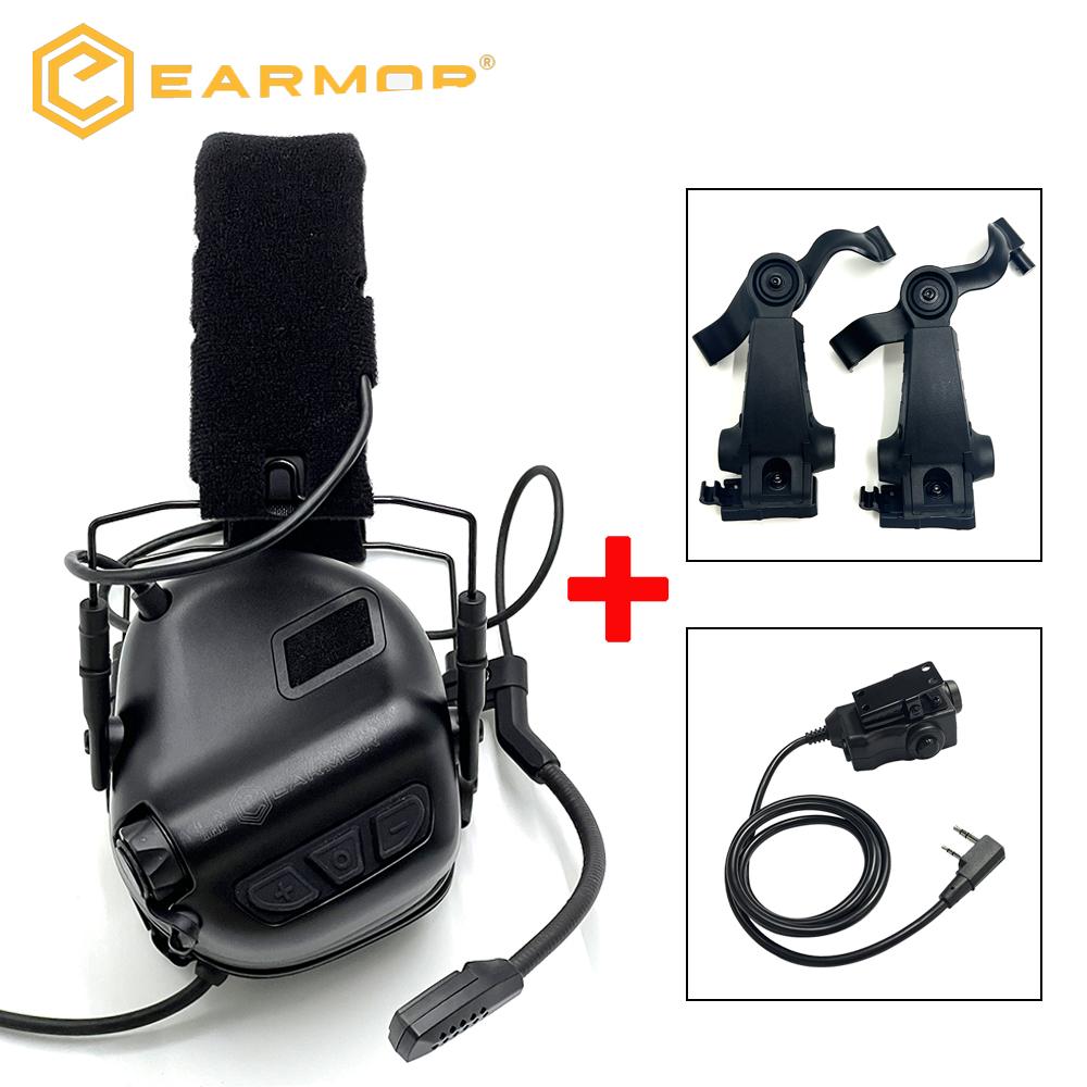 EARMOR Tactical Noise-Canceling Earmuff M32 SE Hunting Electronic Hearing Protection Headset with PTT&Helmet ARC Bracket