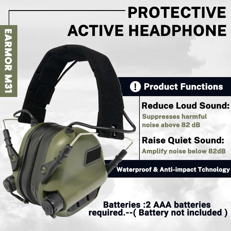 EARMOR M31 Tactical Electronic Shooting Earmuff Anti-noise Headphone Sound Amplification Hearing Protection Headset