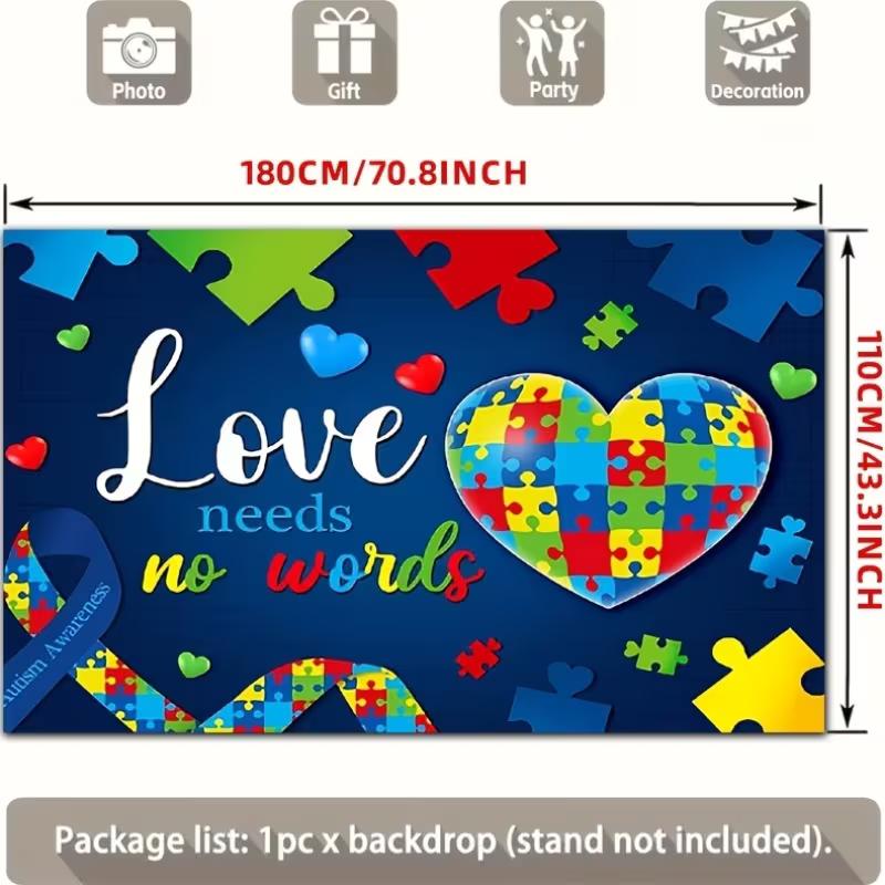 2D Autism Acceptance Backdrop Colorful Puzzle Pieces Photoshoot Background