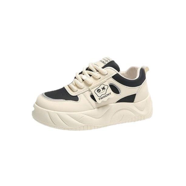 Stepping on shit feels thick baseplate shoes women's 2025 new autumn leather breathable little white shoes light sports student casual shoes