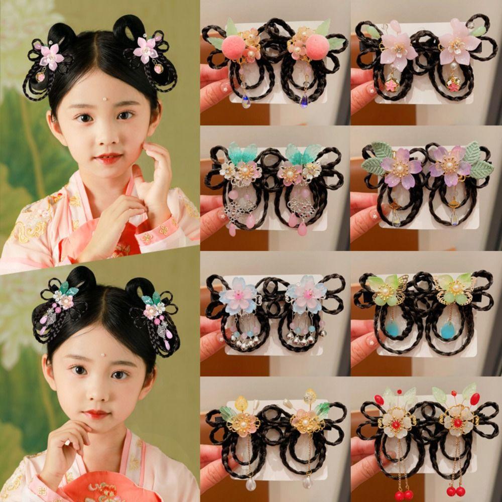 Red Children Wig Hairpin Tassels Hanfu Hair Sticks Cute Ancient Style Hairpin Children