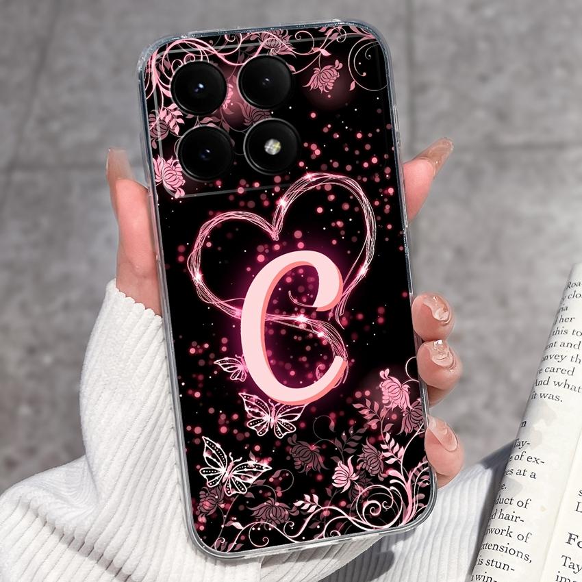 Casing For Redmi K70 K80 K60 K50 K40 K30 K20 Pro K70e K60e K90 Pro Max Phone Case Premium Letters Pattern Transparent TPU Back Cover For Redmi Housing
