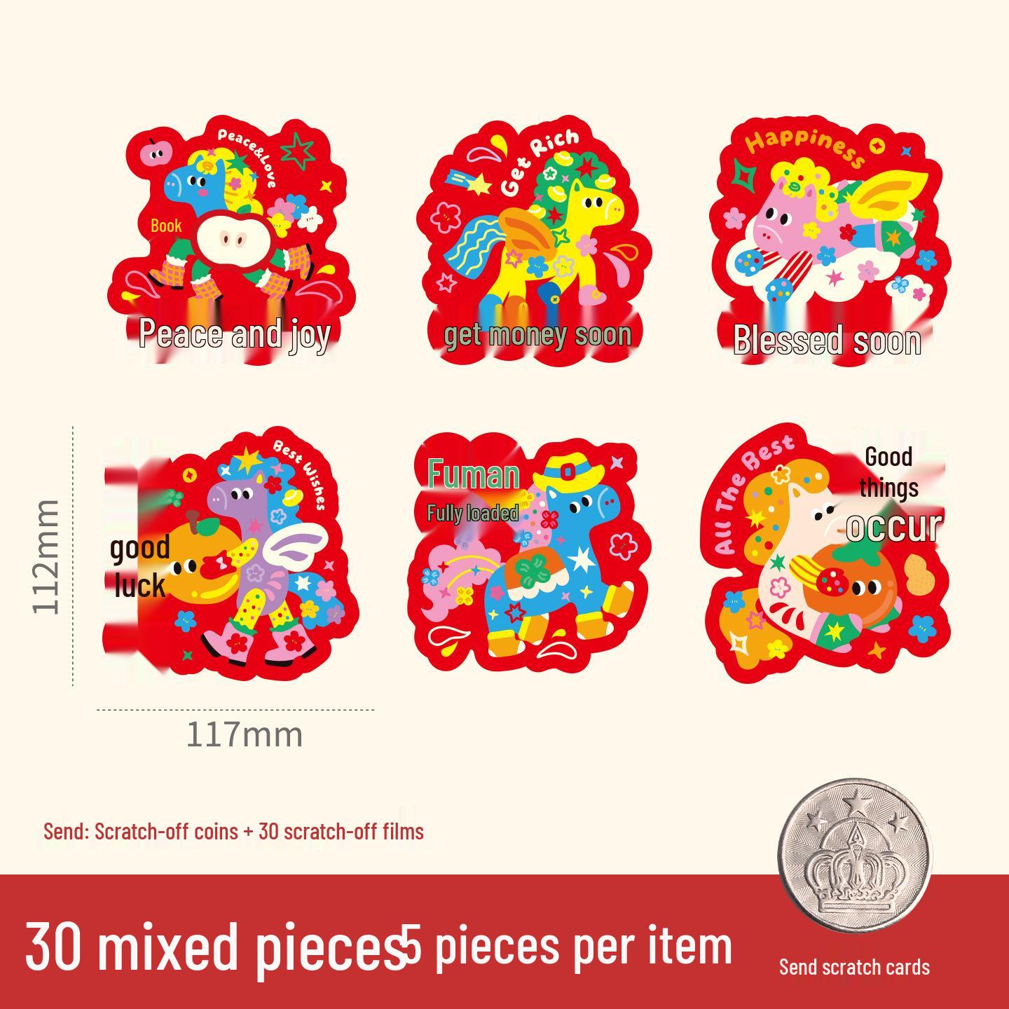 2026 Year of the Horse DIY Scratch-off Cards: Interactive Family Fun, Homemade Rewards, Children s Lottery for New Year s Spring Festival.