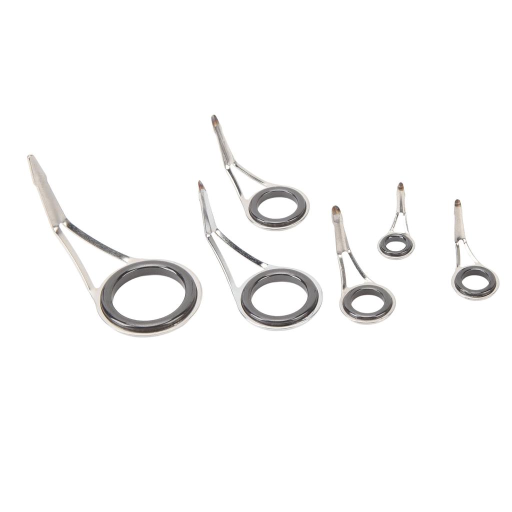 6PCS Rod Guide Rings Tip Repair Kit Stainless Steel Ceramic Various Size Fishing Accessory for DIY Rod Fishing Pole