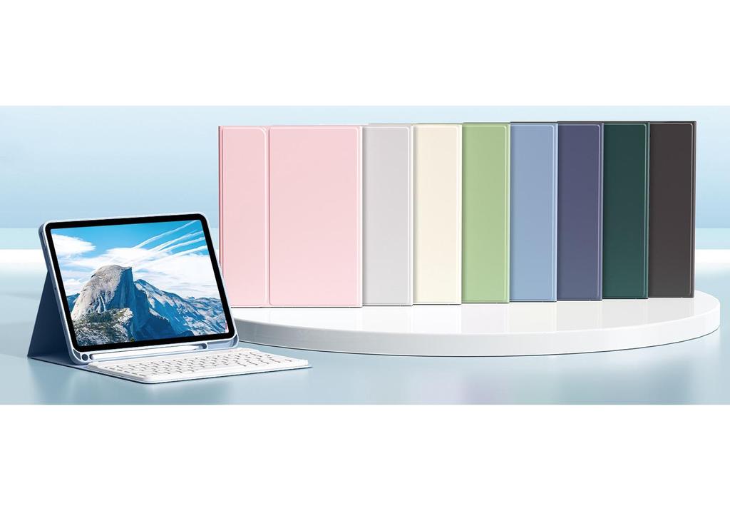 iPad Air 11th Gen Leather Case with Magnetic Backlit Keyboard and Pen Holder - Fits Pro 11/10.9