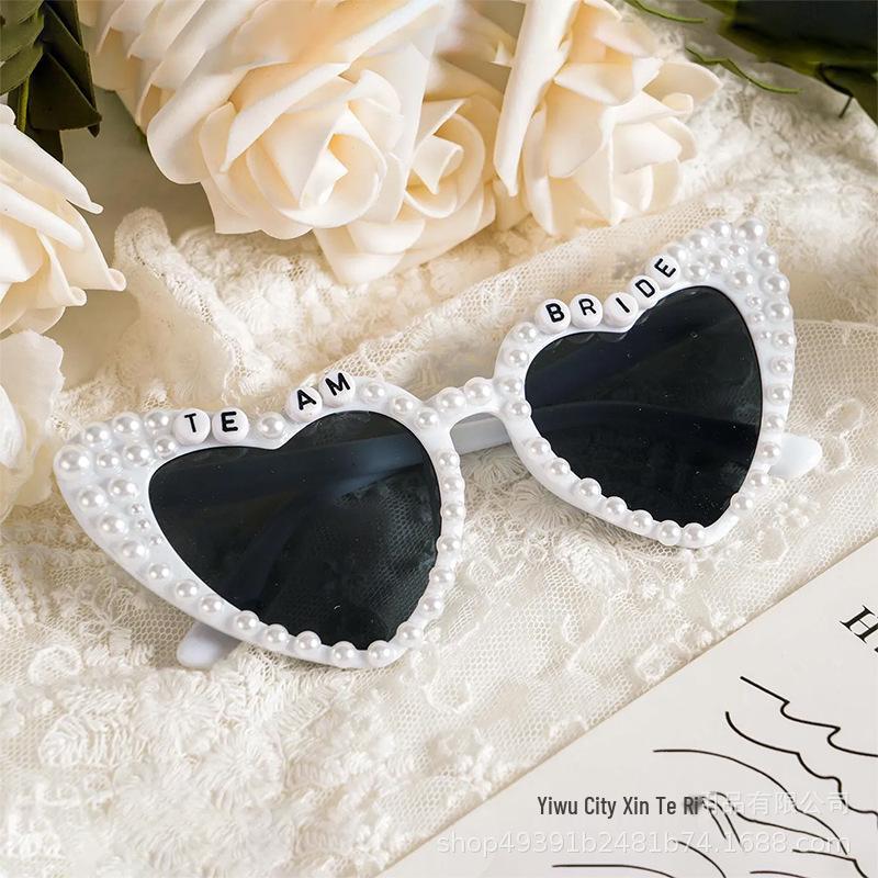 Pearl Letter Wedding Party Glasses for Bride & Bridesmaids