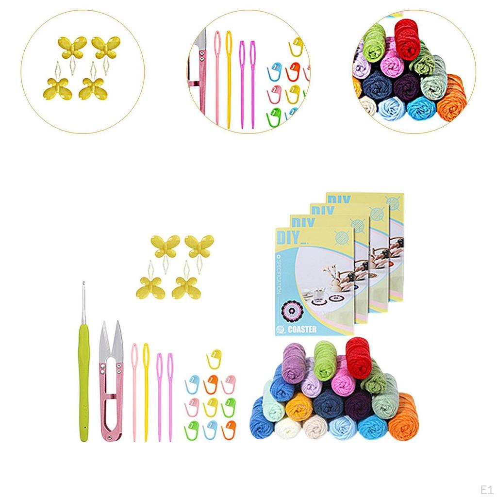 4 Pieces Knitted Drink Coaster Set Cup Pad for Sewing Knitting Holiday