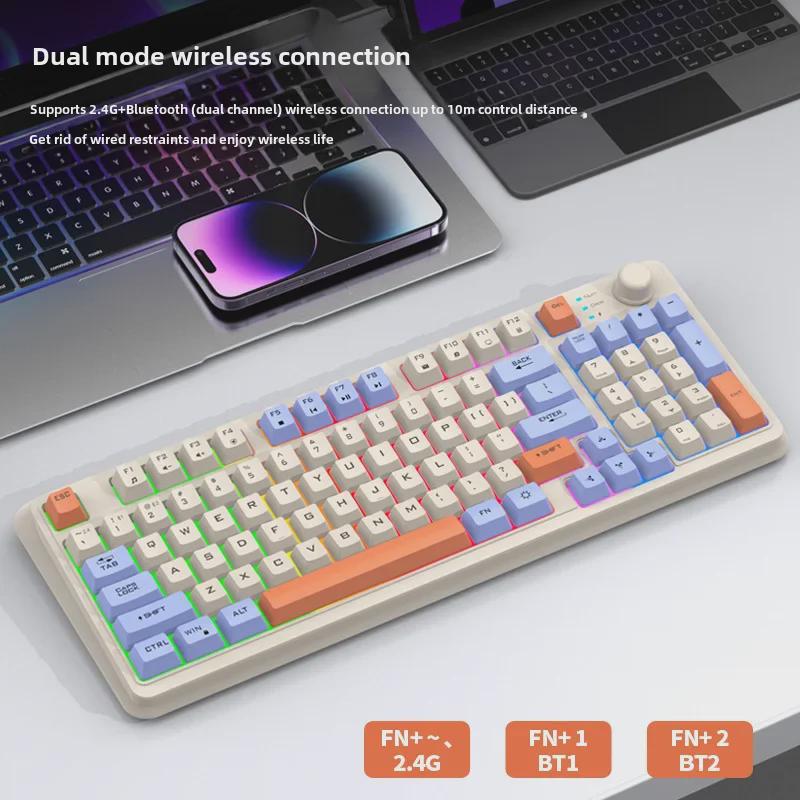 Xuan Yinhu K94 Dual-Mode Wireless Bluetooth Mechanical Rainbow Gaming Keyboard