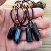 Positive Energy Healing for Raw Gemstone Necklace Black Stone Pendant Necklace G
