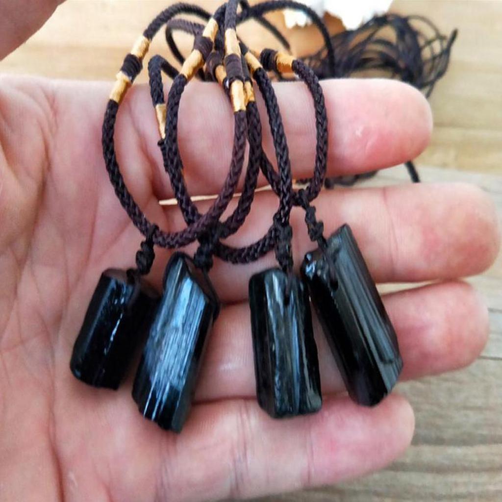 Positive Energy Healing for Raw Gemstone Necklace Black Stone Pendant Necklace G