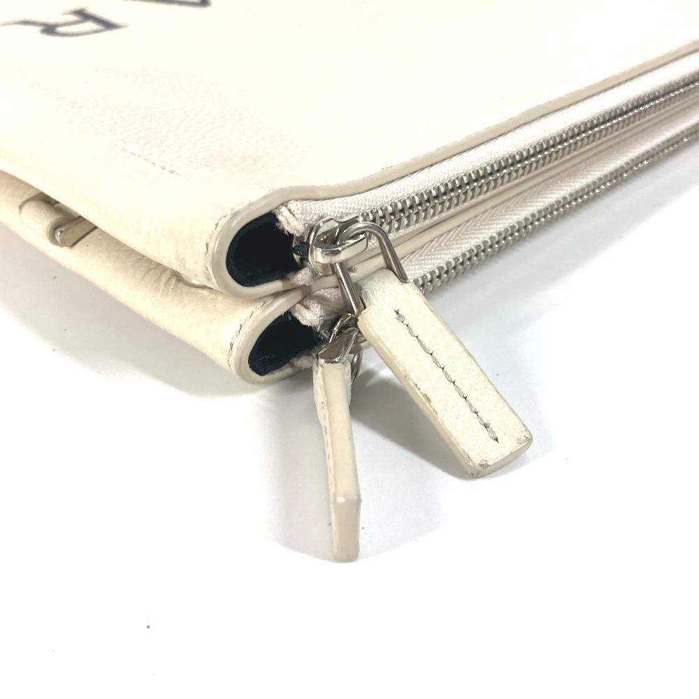 Bvlgari Fragment Logo Double Zipper Pouch Bag Clutch Bag Leather White/Black