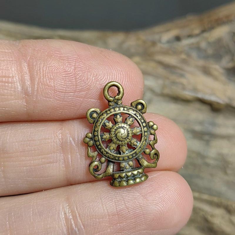 Antique Bronze Pure Copper Tibetan Eight Treasures Pendant Bracelet Necklace