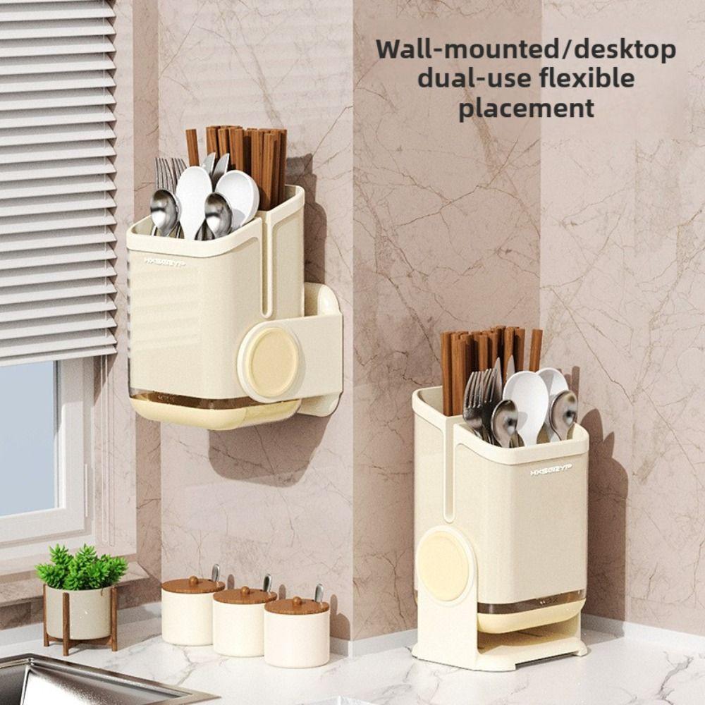 With Drainage Kitchen Cutlery Storage Box  for Kitchen Home Organization