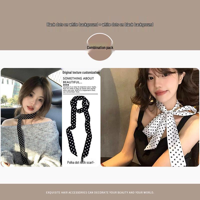 Korean Polka Dot Multifunctional Scarf Tie Hairband Accessory